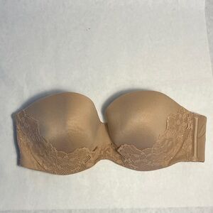 Victorias Secret strapless bra Tan Lined Body by Victoria 34DD nude underwire